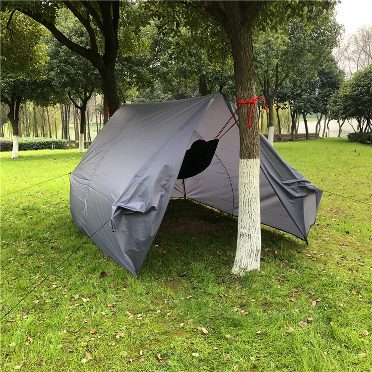 Cheap Goat Tents Ultralight Poleless Tent Multifunctional Canopy Hanging Tree Tarp A line Hammock Cover Sunshade Shelter Silver Coated Awning   